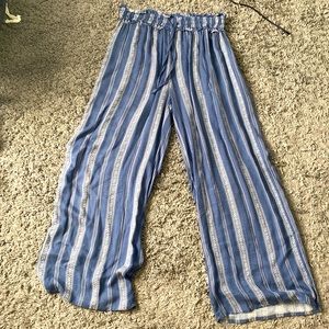 Wide Leg Flowy Striped Pants